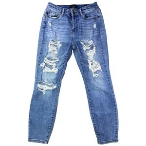 Judy Blue Boyfriend Fit Distressed Ripped Light Wash Denim Jeans Size 27